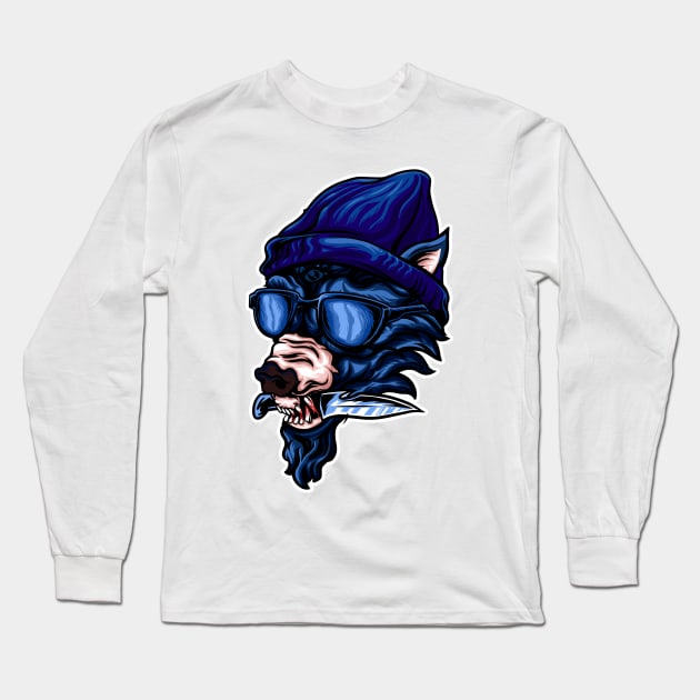 hype wolf gang illustration Long Sleeve T-Shirt by Mako Design 